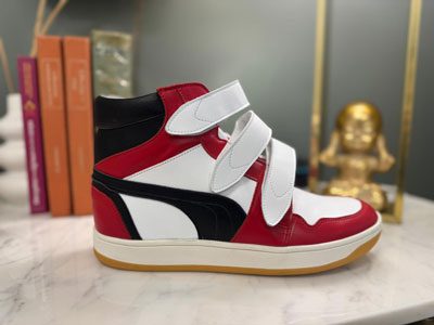 baskets orthopediques montantes homme rouge velcro