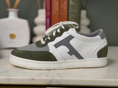 chaussures orthopediques sneakers tendance homme vert blanc lacet